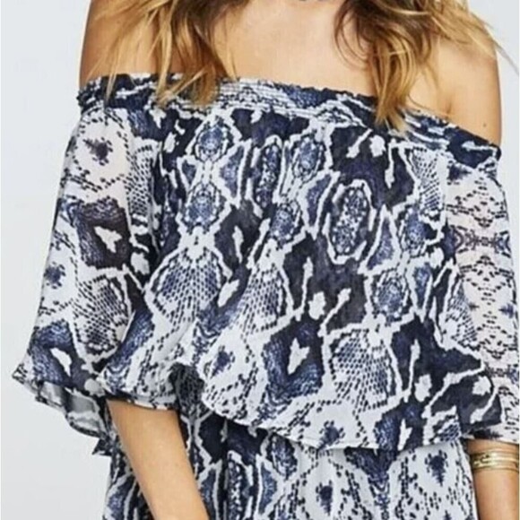 Show Me Your Mumu Rosarita Romper Rattle Rock Blue Snake Print Size Small - Picture 4 of 11